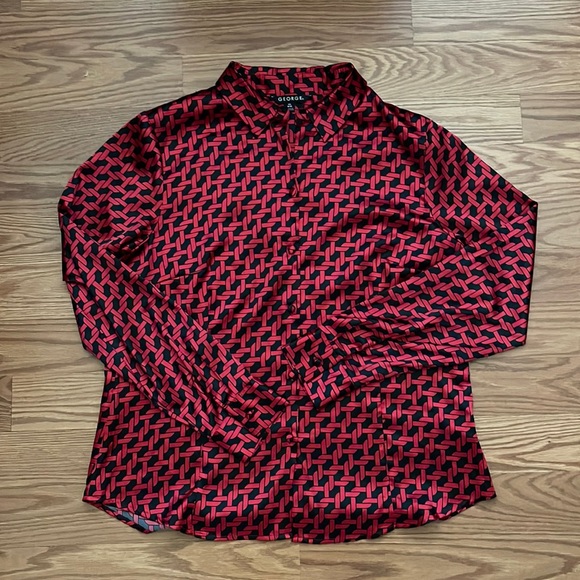 Blouse polyester black and red